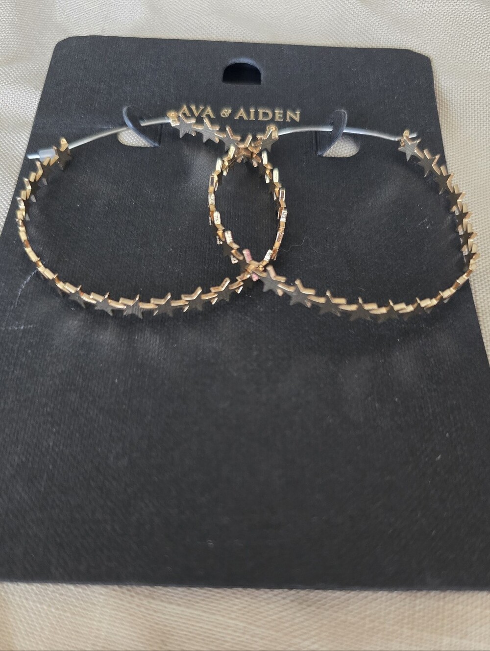 Ava & Aiden Rose Gold Star-Trim Hoop Earrings